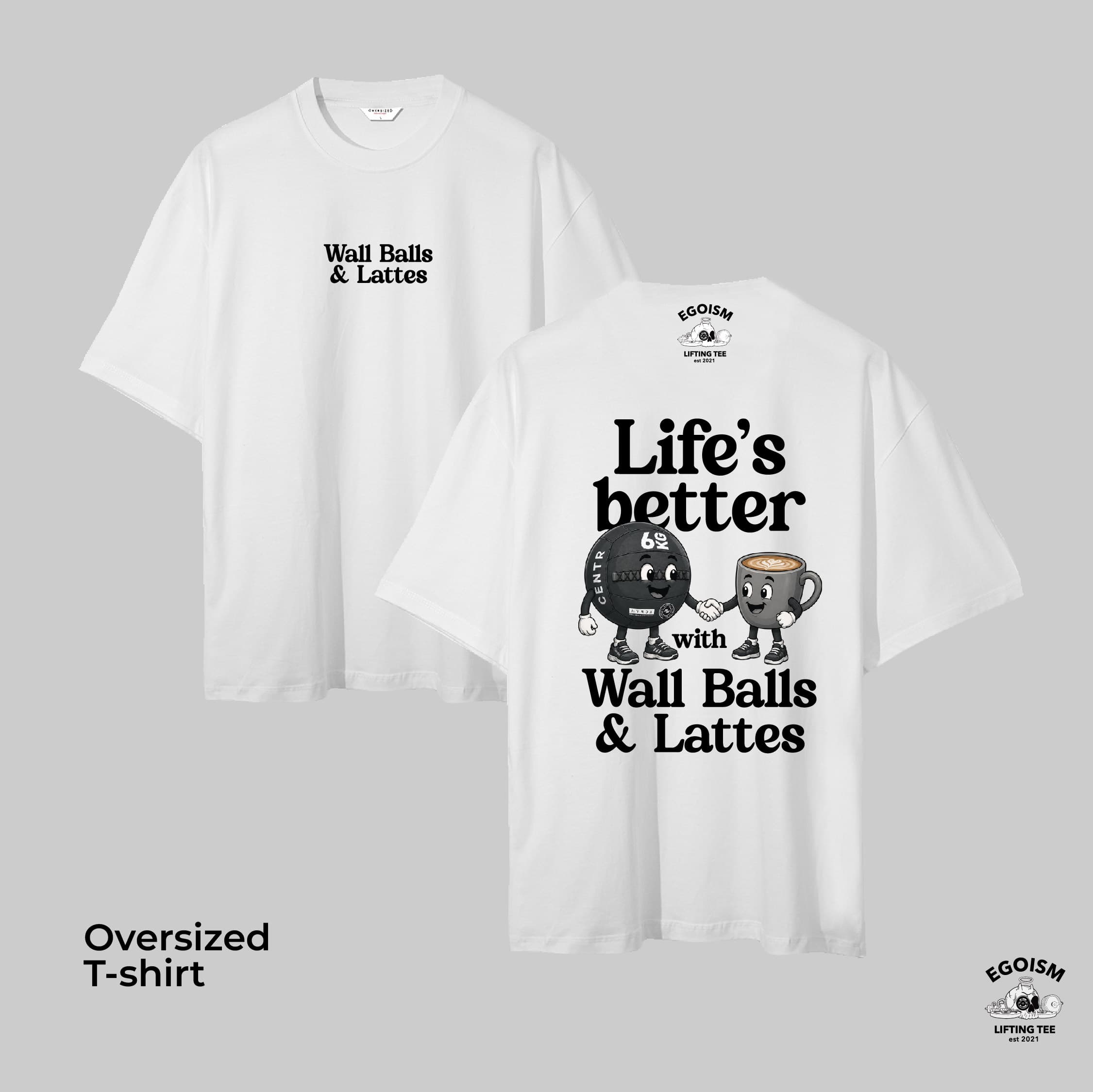 WALLBALLS & LATTE - OVERSIZED TSHIRT
